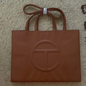 Brand new large telfar shopping bag, tan
